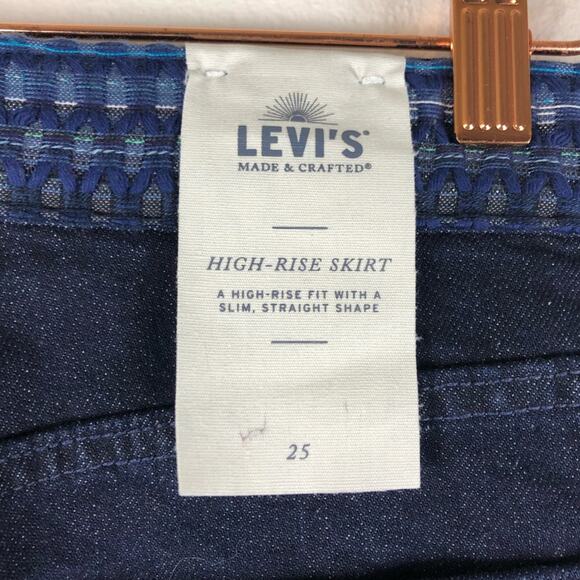 LEVI'S Embroidered Button Front Denim Skirt New 25 - Picture 6 of 9